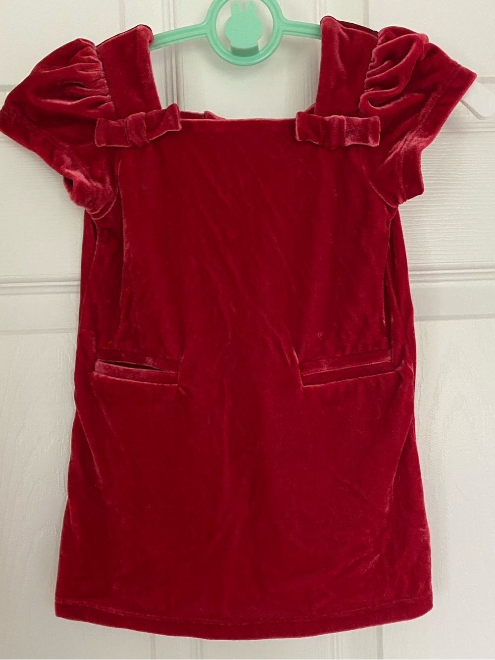 Baby Gap Velvet Red Dress with Puff Sleeves